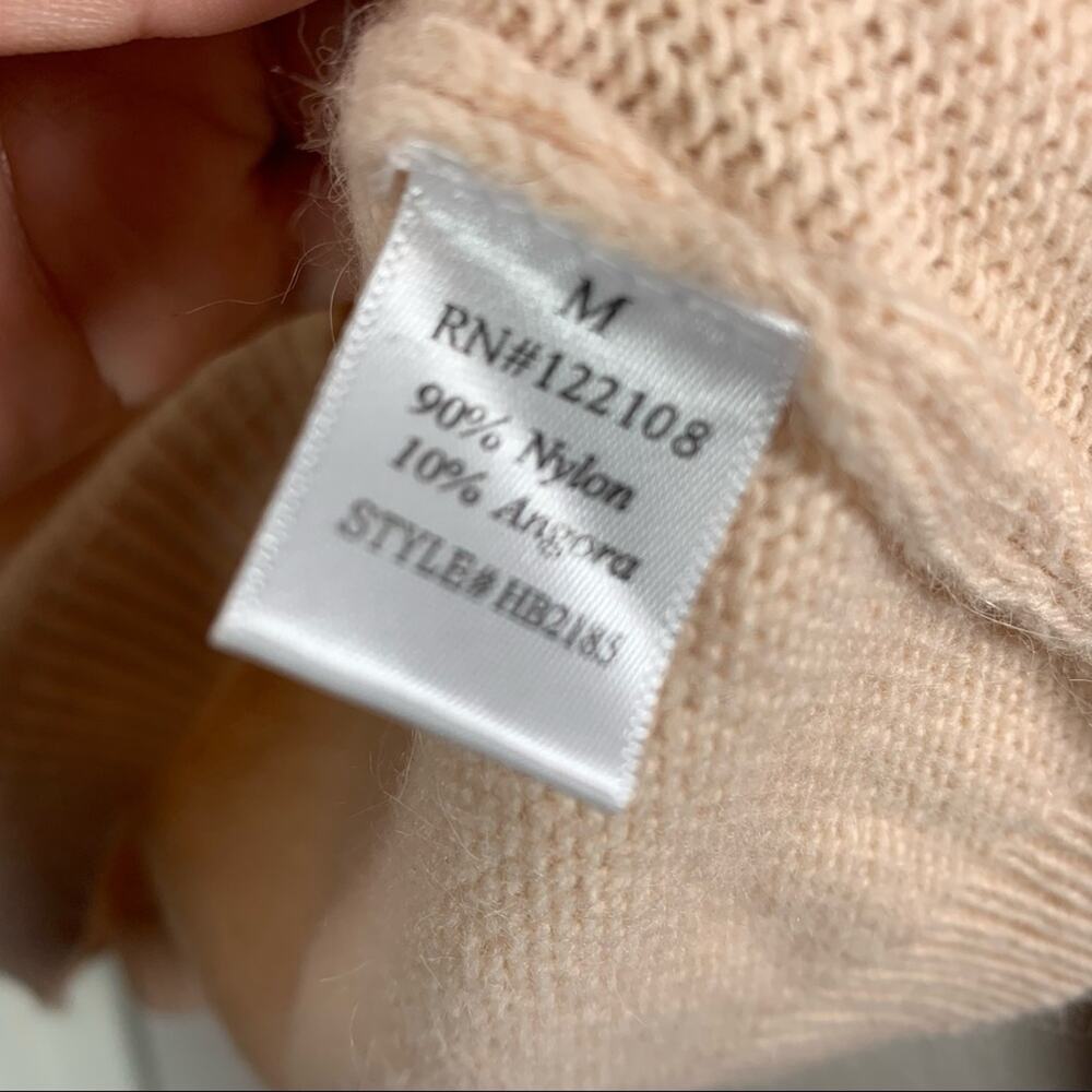 Mak B Coquette angora blend blush pink sweater sweetheart knit medium - Picture 6 of 12